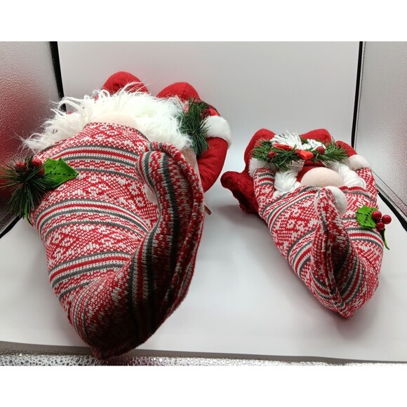 Christmas Holiday Plush Figurines Gnome Decor Set of 4 Knit Festive Seasonal - Picture 6 of 15